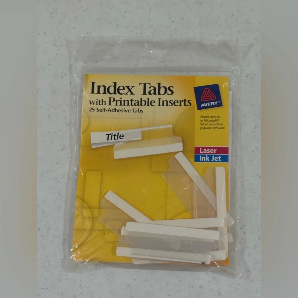 NEW Avery White Index Tabs Bundle with Printable Inserts ~ 2 Packs Included